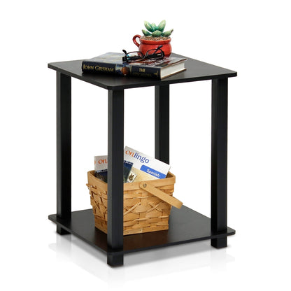 Simplistic End Table, Set of Two, Espresso/Black