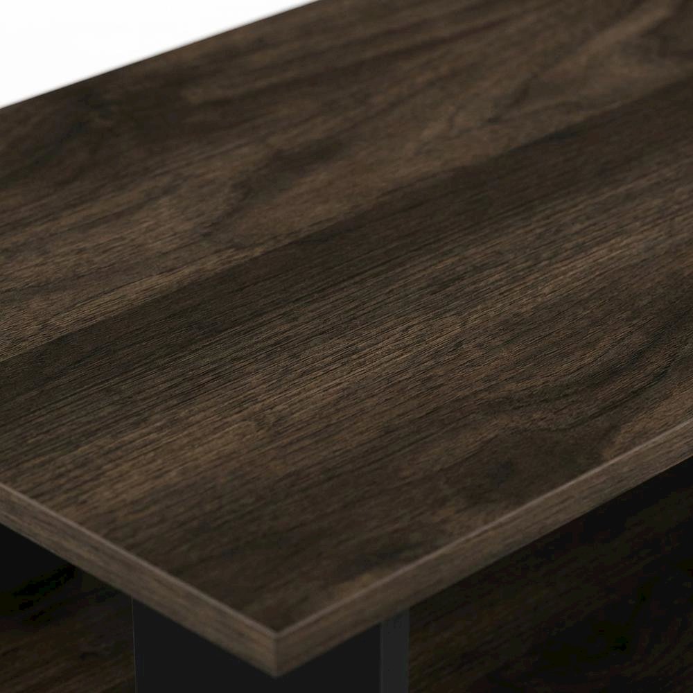 Simplistic TV Stand with Storage Bins in Dark Brown and Walnut Finish