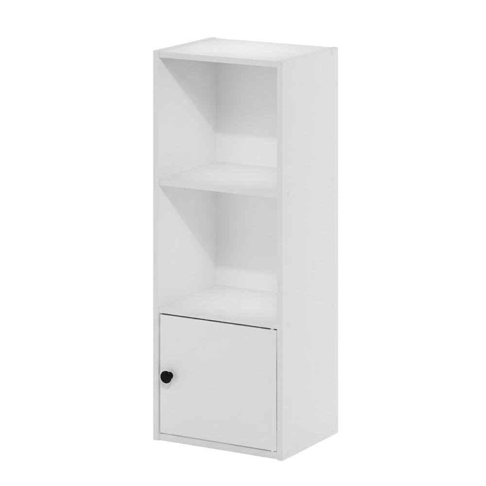 3-Tier Bookcase with Lockable Storage Door and Open Shelves
