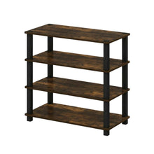 4-Tier Shoe Rack, Amber Composite Wood, PVC Tubes, Tool-Free