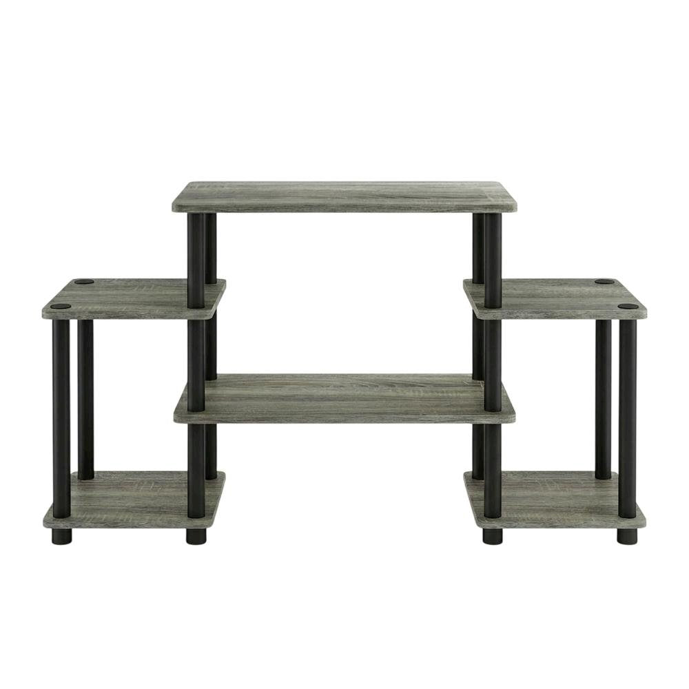 Contemporary Entertainment Center in French Oak and Black Finish with Storage