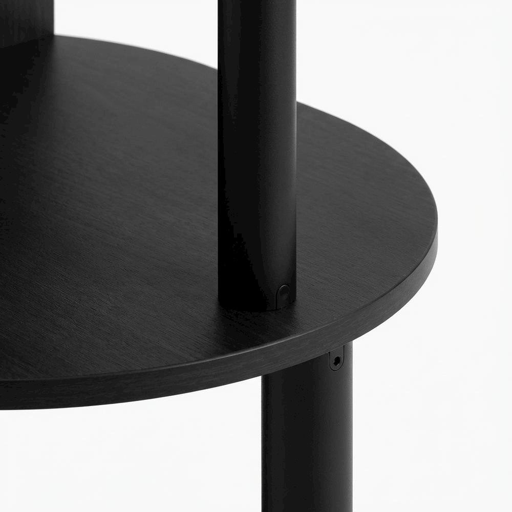 Oval Nightstand with Engineered Wood Finish and Compact Design