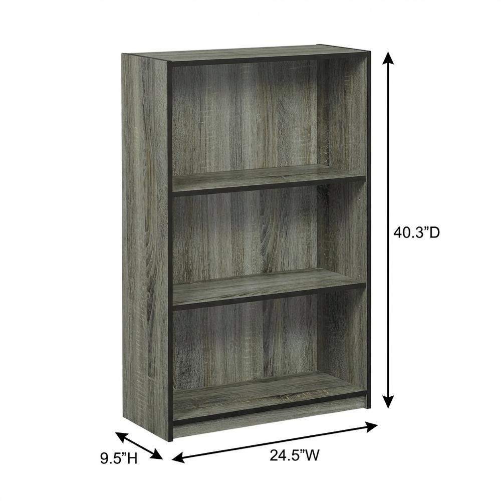 3-Tier Adjustable Bookcase with Engineered Wood Shelves