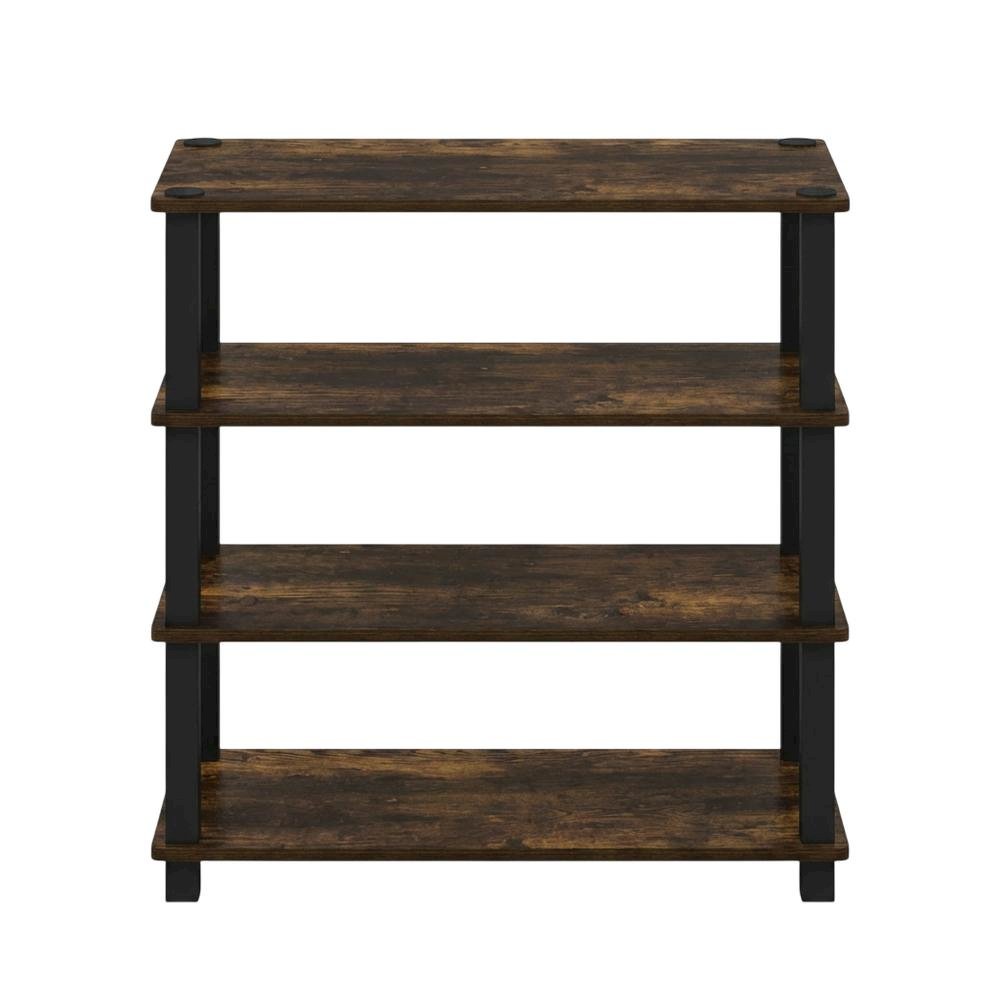 4-Tier Shoe Rack, Amber Composite Wood, PVC Tubes, Tool-Free