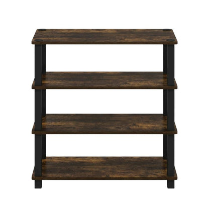 4-Tier Shoe Rack, Amber Composite Wood, PVC Tubes, Tool-Free