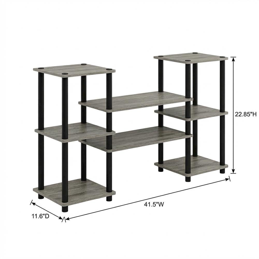 Contemporary Entertainment Center in French Oak and Black Finish with Storage