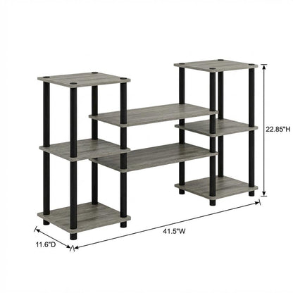 Contemporary Entertainment Center in French Oak and Black Finish with Storage