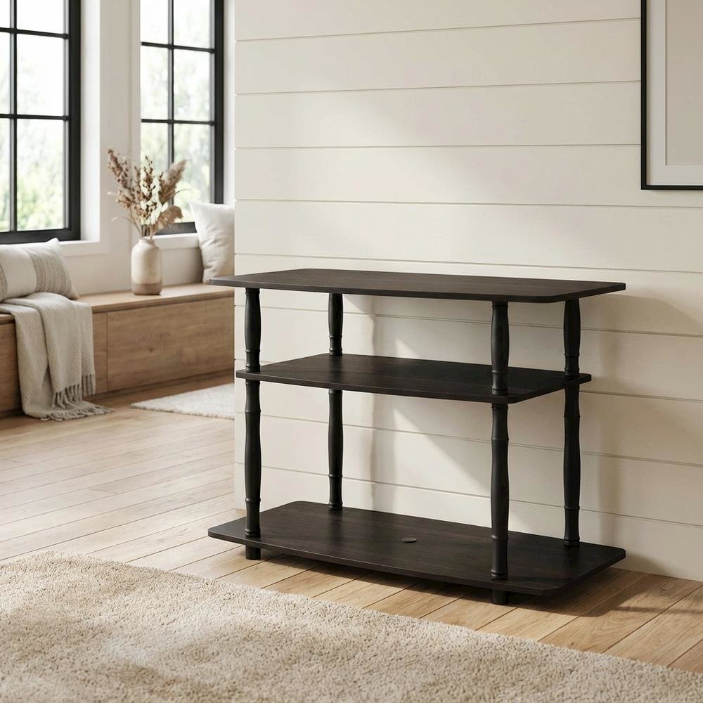 Engineered Wood TV Stand with 3-Tier Open Shelves and Modern Design