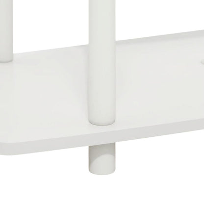White 3-Tier TV Stand with Rubberwood & Walnut Veneers for Modern Living