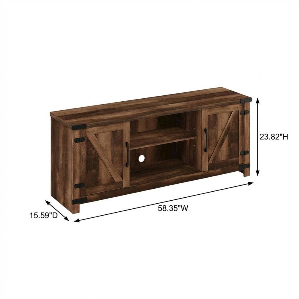 Engineered Wood TV Cabinet with Barn Door for Up to 70 Inch Displays