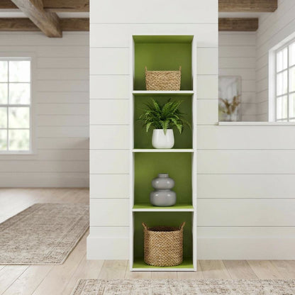 4-Tier Bookcase with Open Storage and Engineered Wood Construction