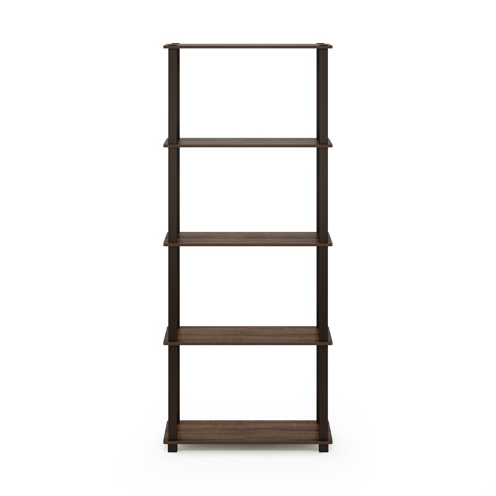 Furinno Turn-S-Tube 5-Tier Multipurpose Shelf Display Rack with Square Tubes, Walnut/Brown