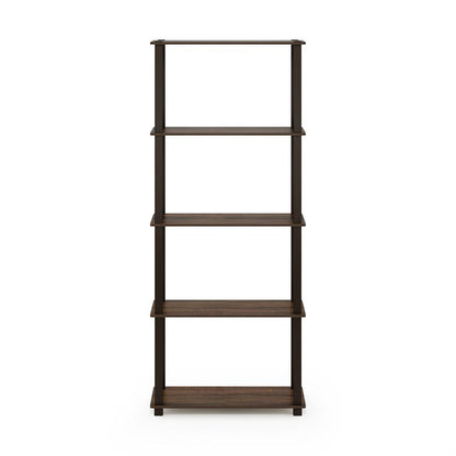 Furinno Turn-S-Tube 5-Tier Multipurpose Shelf Display Rack with Square Tubes, Walnut/Brown