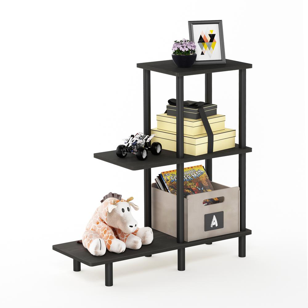 Furinno Turn-N-Tube 3-Tier Sofa Side Table Tall, Espresso/Black