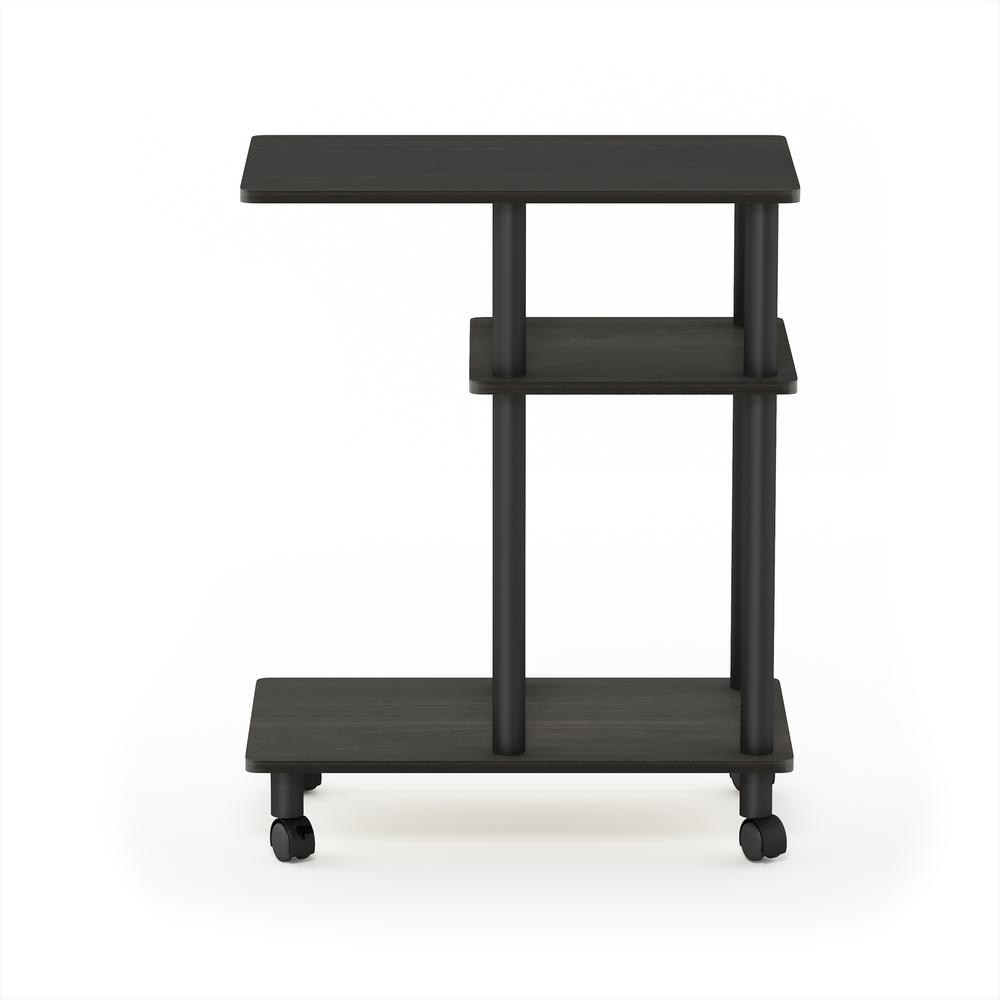 Furinno Turn-N-Tube U Shape Sofa Side Table with Casters, Espresso/Black