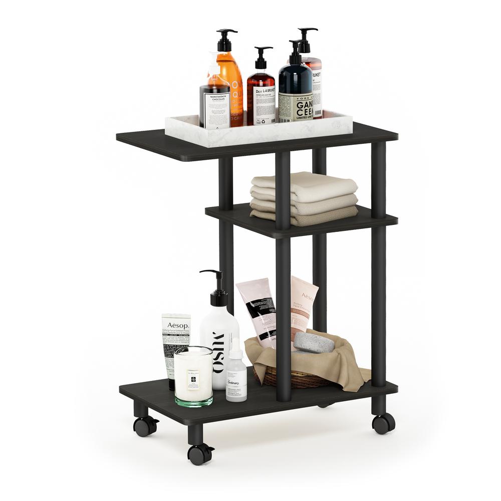 Furinno Turn-N-Tube U Shape Sofa Side Table with Casters, Espresso/Black