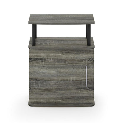Furinno JAYA Utility Design End Table, French Oak Grey/Black
