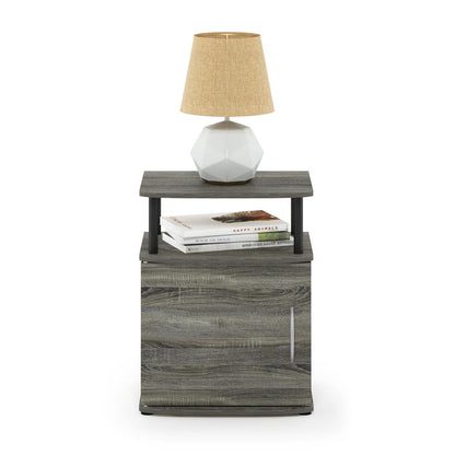Furinno JAYA Utility Design End Table, French Oak Grey/Black