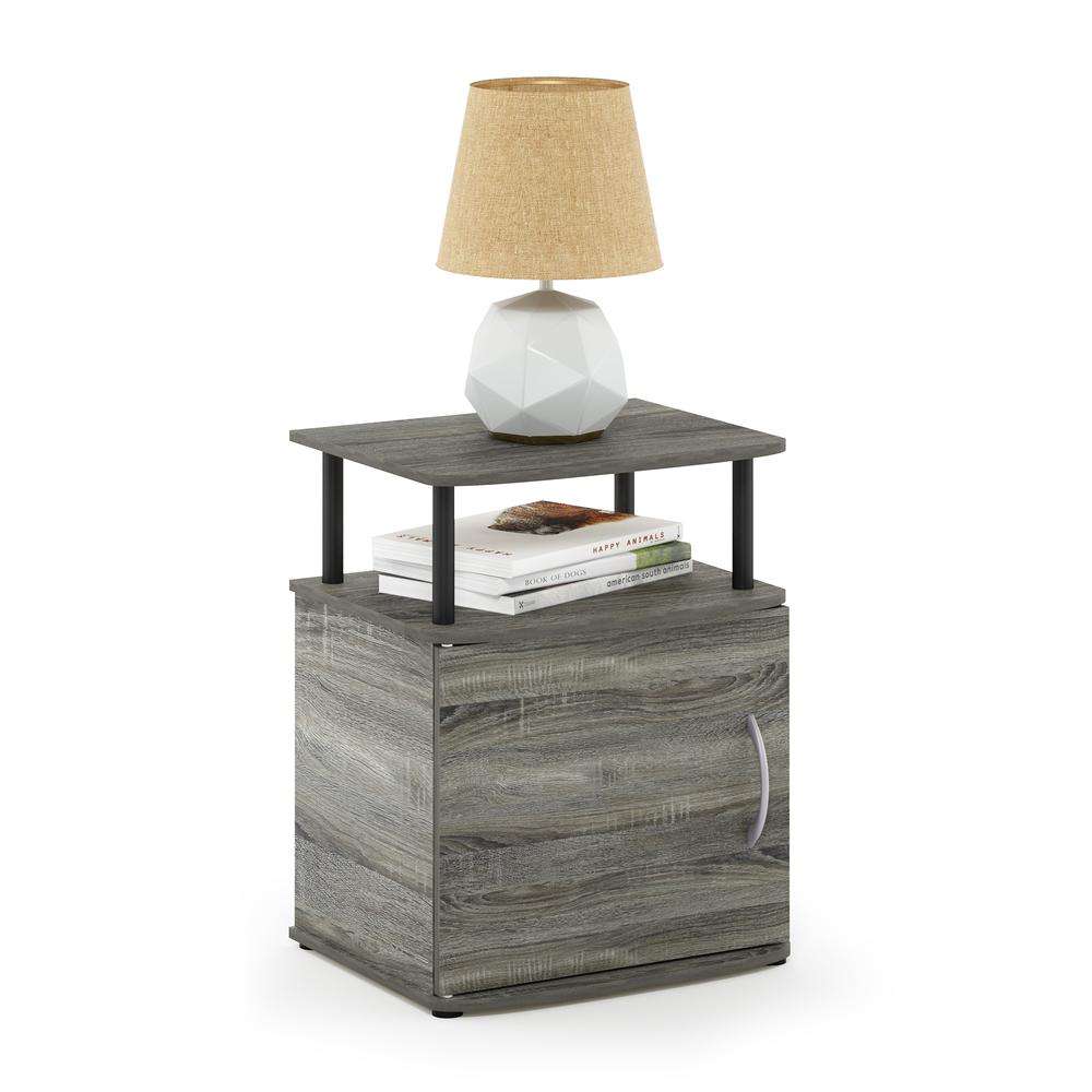 Furinno JAYA Utility Design End Table, French Oak Grey/Black