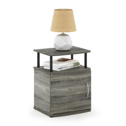 Furinno JAYA Utility Design End Table, French Oak Grey/Black