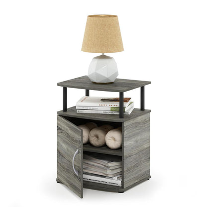 Furinno JAYA Utility Design End Table, French Oak Grey/Black