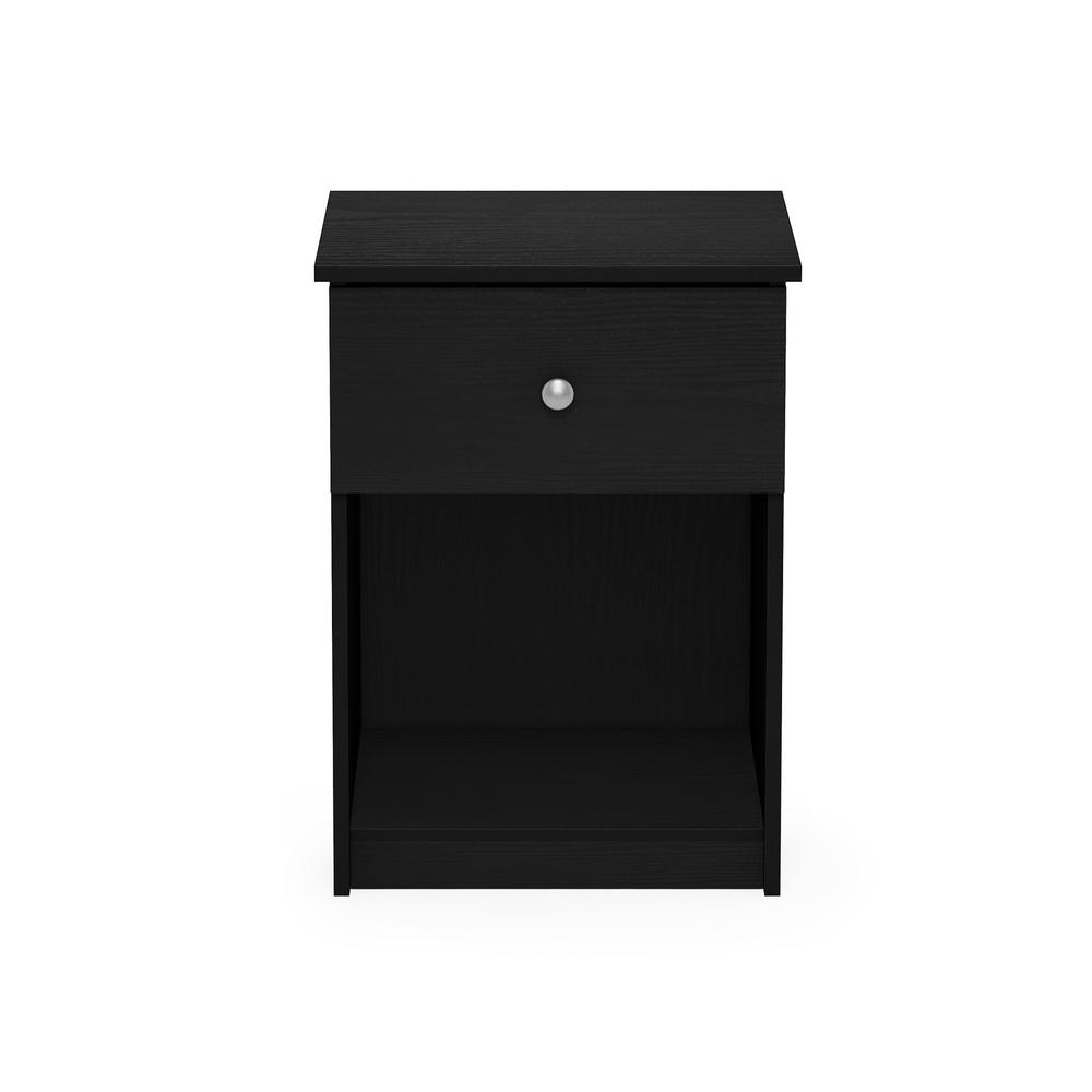 Furinno Lucca Nightstand with One Drawer, Black Oak