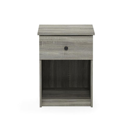 Furinno Lucca Nightstand with One Drawer, French Oak Grey