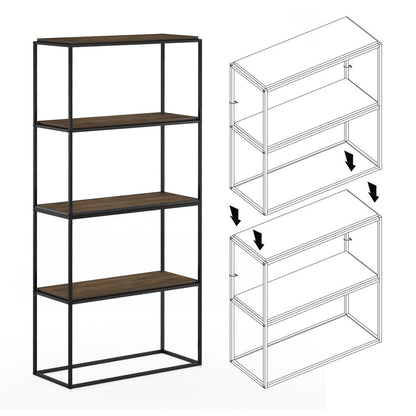 Furinno Moretti Modern Lifestyle Wide Stackable Shelf, 2-Tier, Columbia Walnut