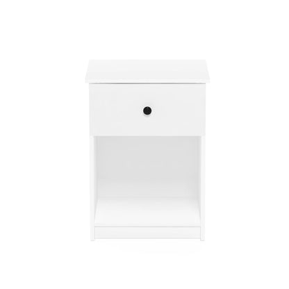 Furinno Lucca Nightstand with One Drawer, White