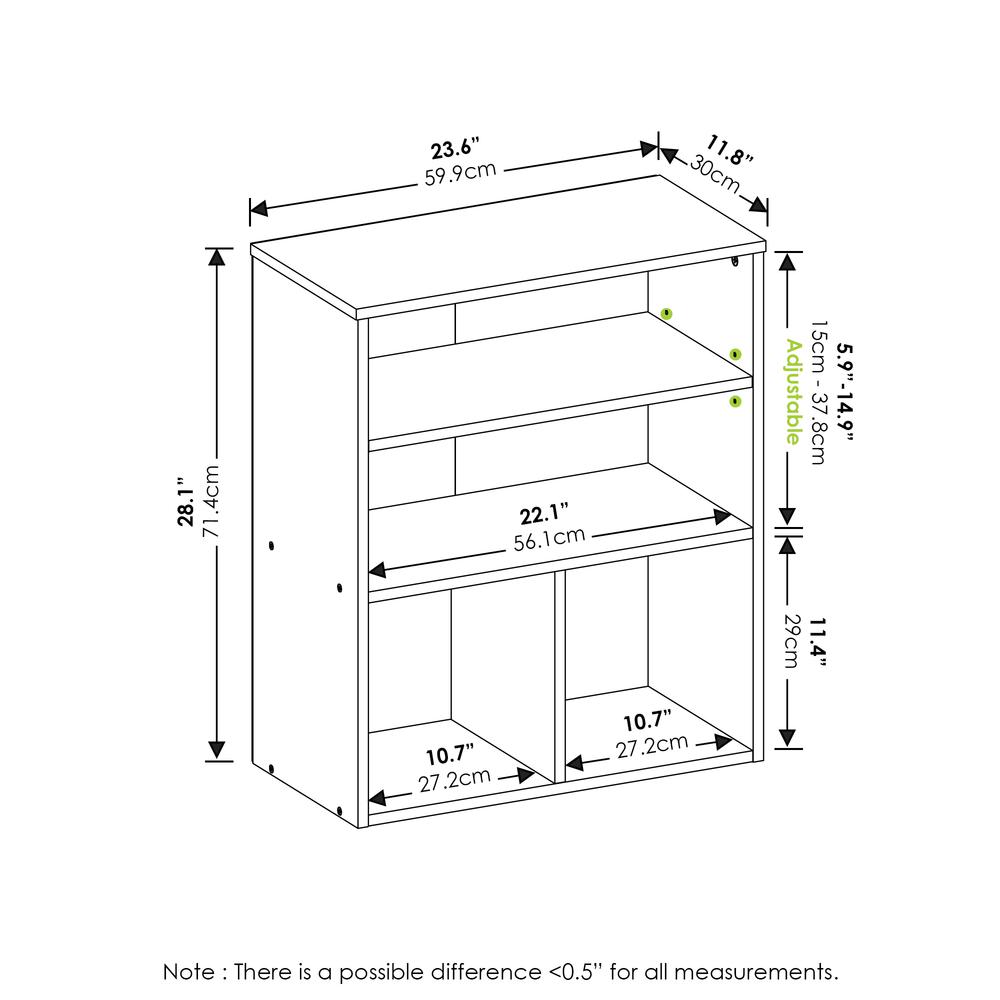 Furinno Pasir 3 Tier Display Bookcase, Black Oak