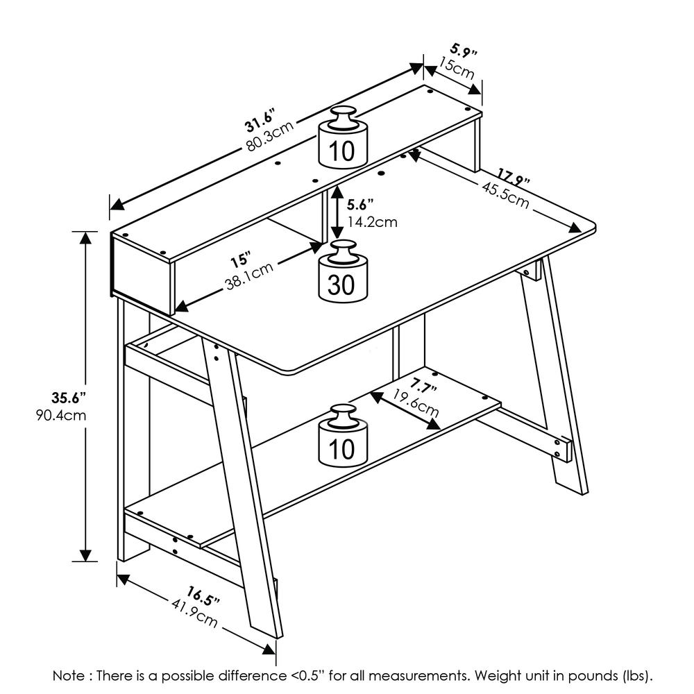 Furinno Simplistic A Frame Computer Desk, White