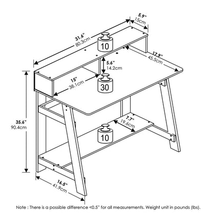 Furinno Simplistic A Frame Computer Desk, White