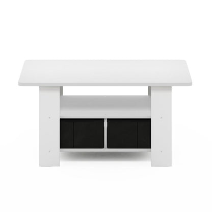 Furinno Andrey Coffee Table with Bin Drawer, White/Black