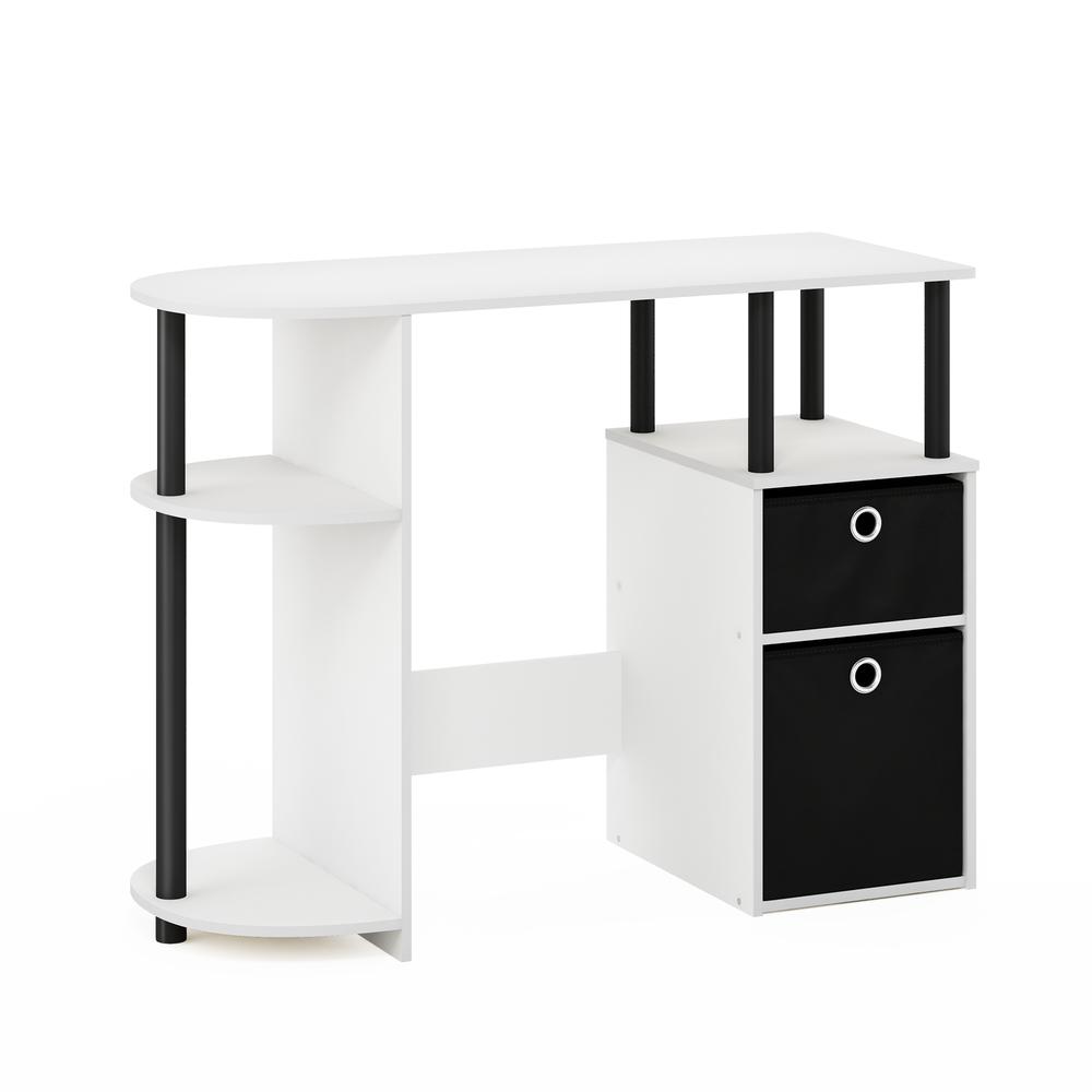JAYA Simplistic Computer Study Desk with Bin Drawers, White/Black/Black