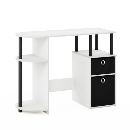 JAYA Simplistic Computer Study Desk with Bin Drawers, White/Black/Black