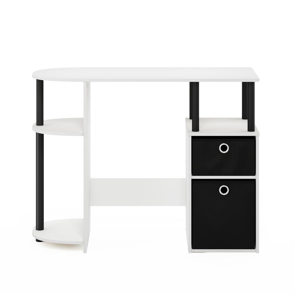 JAYA Simplistic Computer Study Desk with Bin Drawers, White/Black/Black