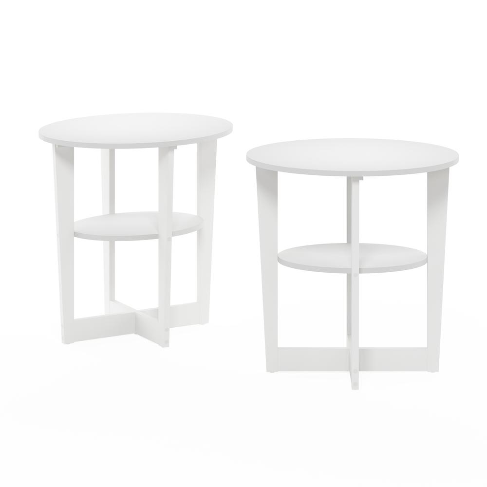 JAYA Oval End Table, White, Set of 2