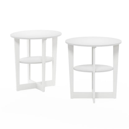 JAYA Oval End Table, White, Set of 2