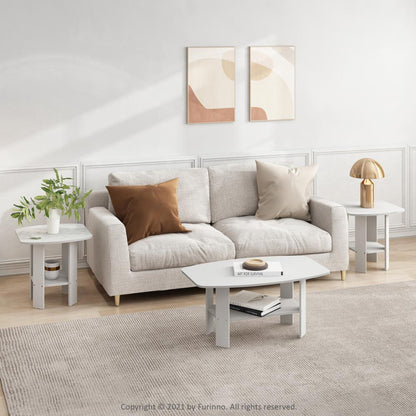 Simple Design End Table, White, Set of 2