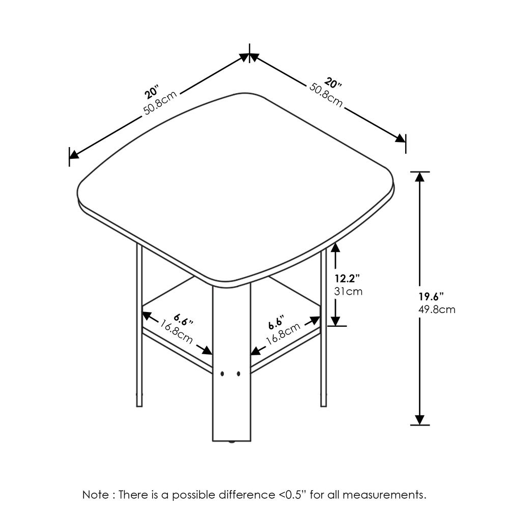 Simple Design End Table, White, Set of 2