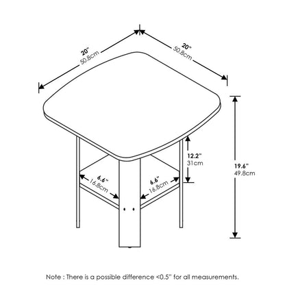 Simple Design End Table, White, Set of 2