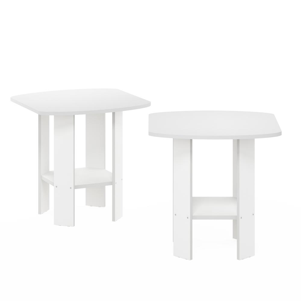 Simple Design End Table, White, Set of 2