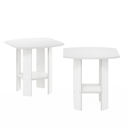 Simple Design End Table, White, Set of 2