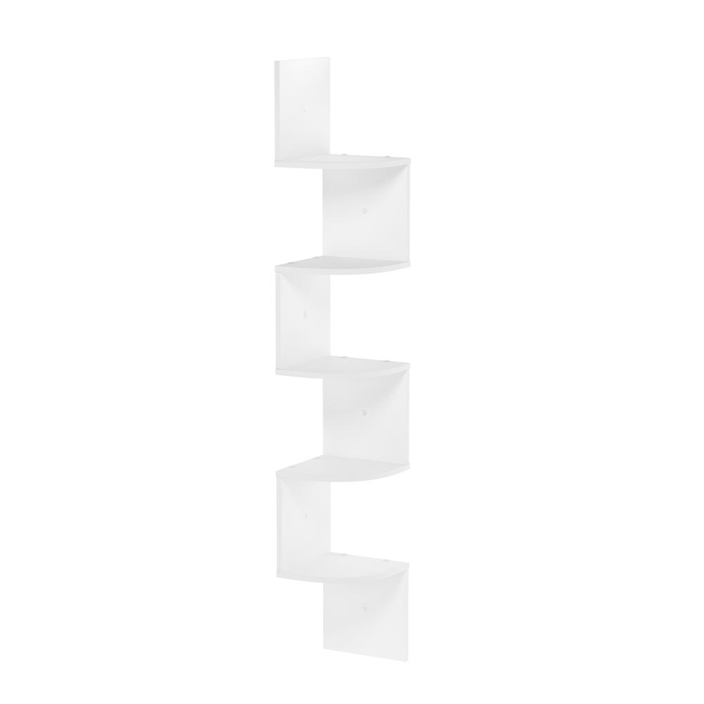 Rossi 5-Tier Wall Mount Floating Radial Corner Shelf, White