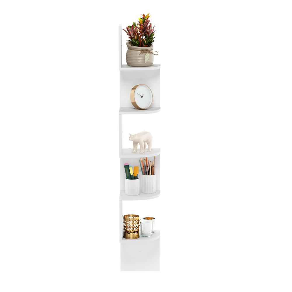 Rossi 5-Tier Wall Mount Floating Radial Corner Shelf, White