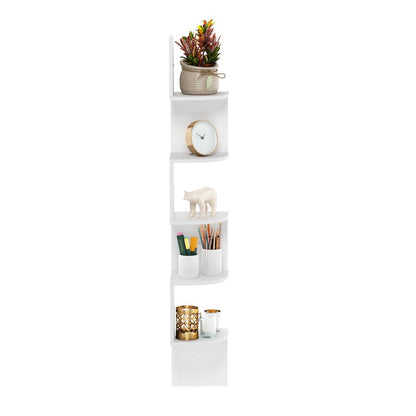Rossi 5-Tier Wall Mount Floating Radial Corner Shelf, White