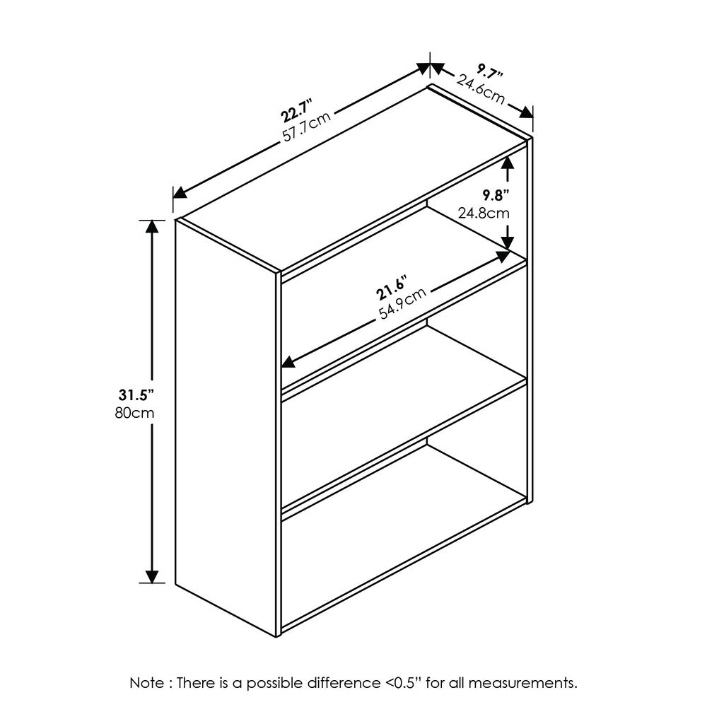 Furinno Pasir 3-Tier Open Shelf, Plain White