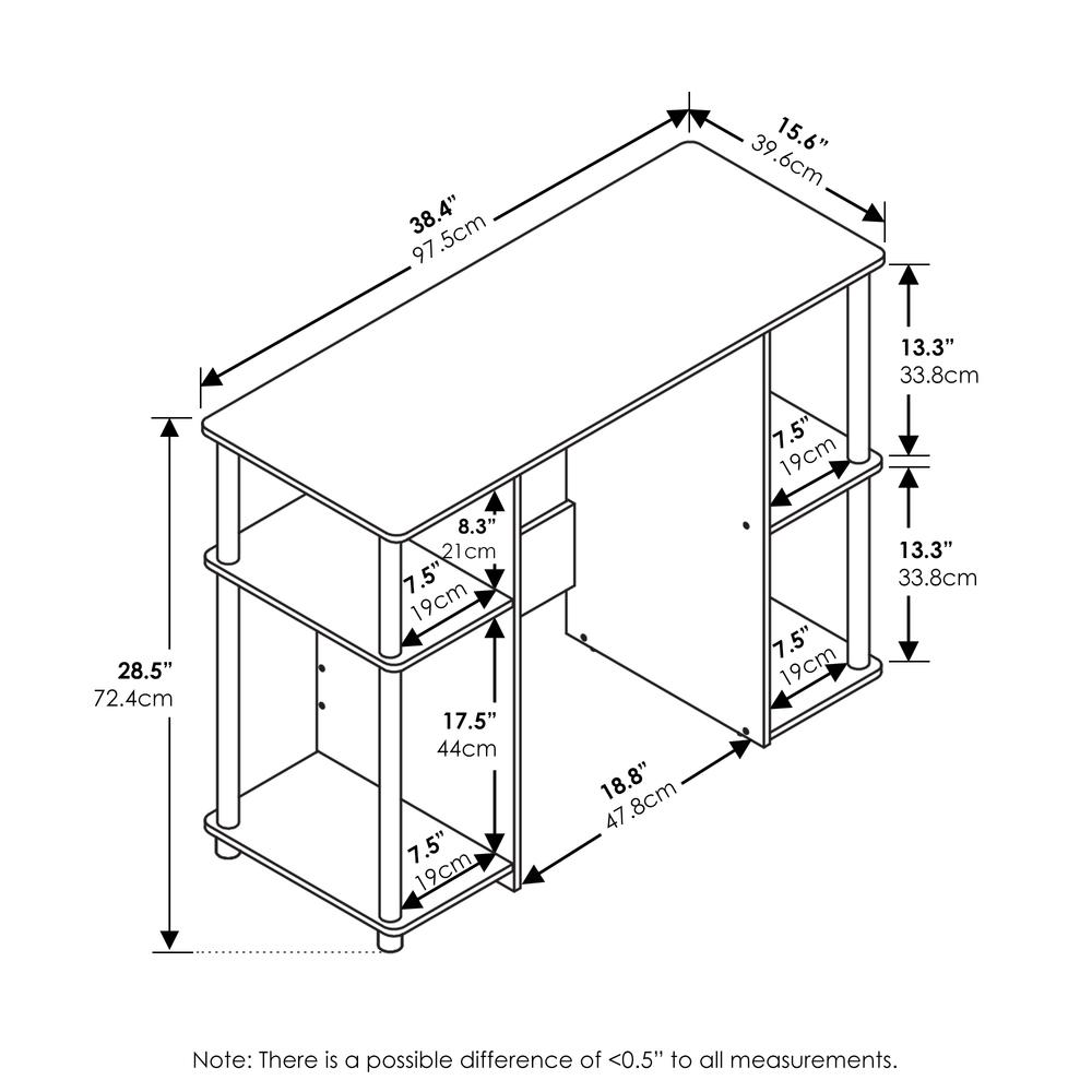 Furinno 15112 JAYA Compact Computer Study Desk, Americano, Stainless Steel Tubes