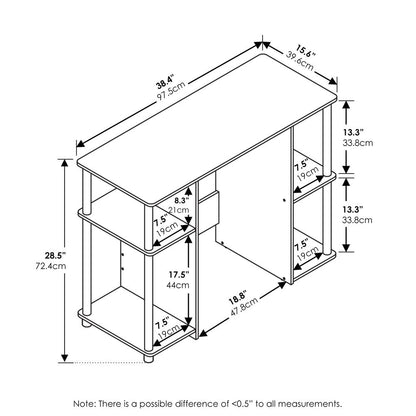 Furinno 15112 JAYA Compact Computer Study Desk, Americano, Stainless Steel Tubes