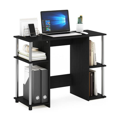 Furinno 15112 JAYA Compact Computer Study Desk, Americano, Stainless Steel Tubes